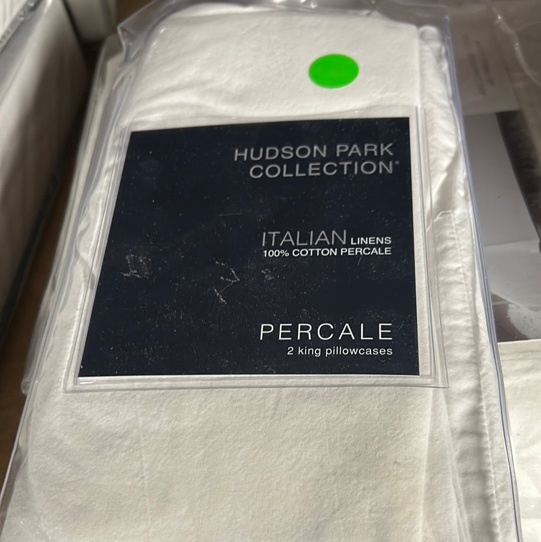 Hudson Park Italian Percale Stitch King Pillowcase, Pair