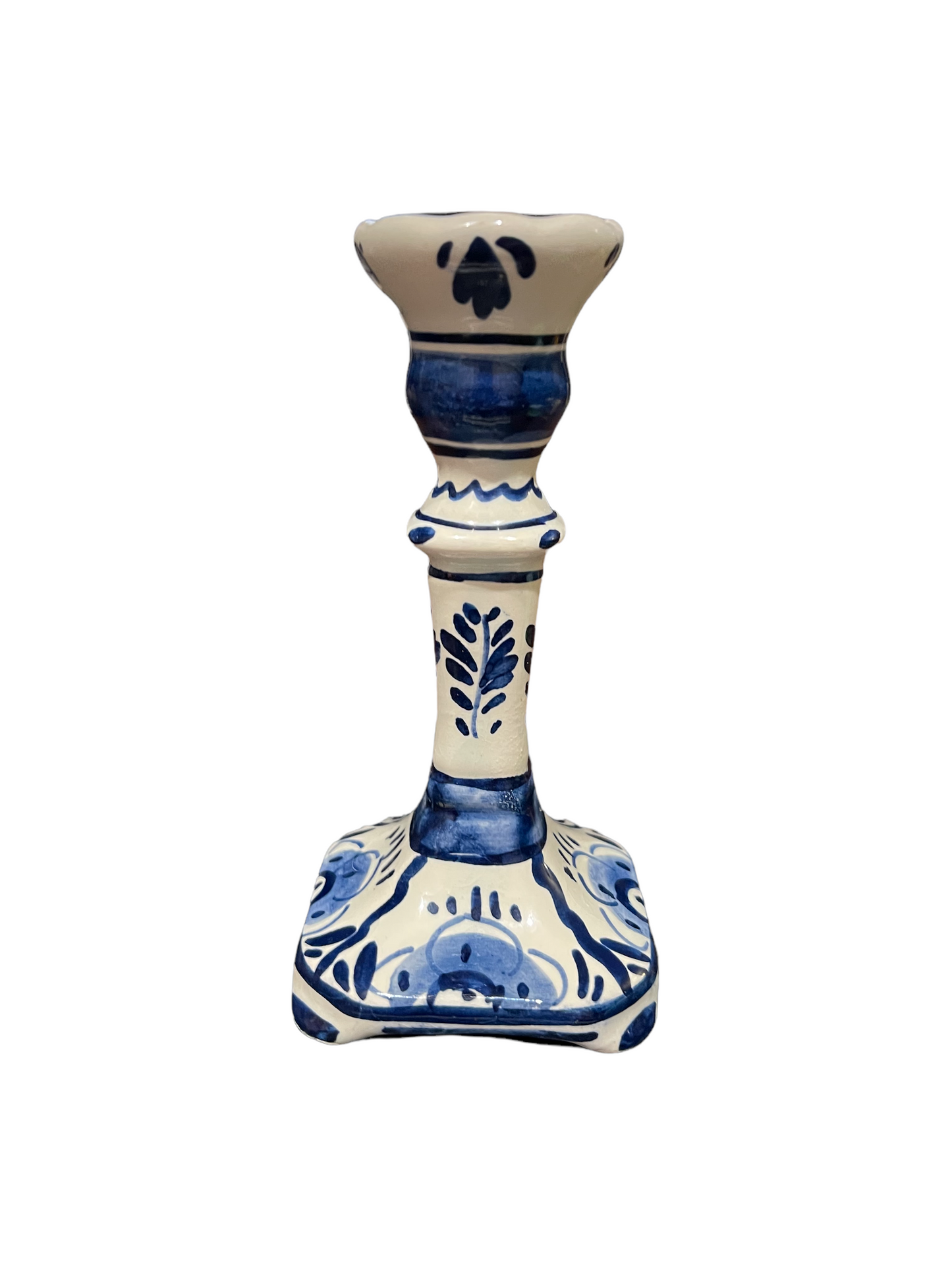 Antique Hand Painted Signed Delfts Blauw Candlestick Holder