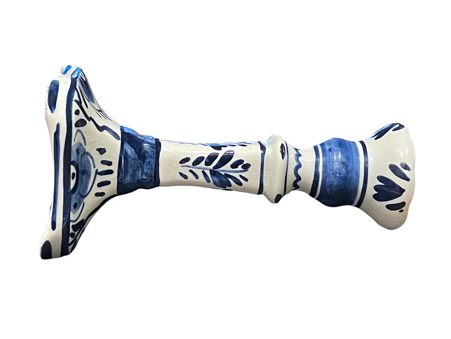 Antique Hand Painted Signed Delfts Blauw Candlestick Holder