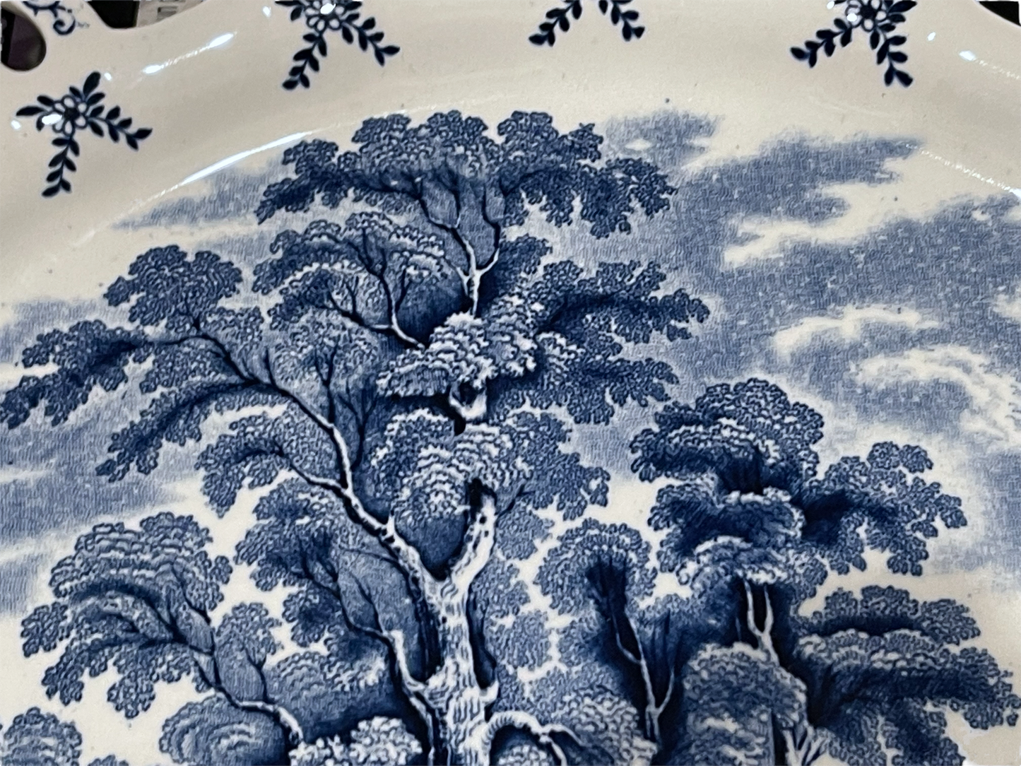 Antique Blue and White Booths “British Scenery” A8024 Pierced Dessert Plate