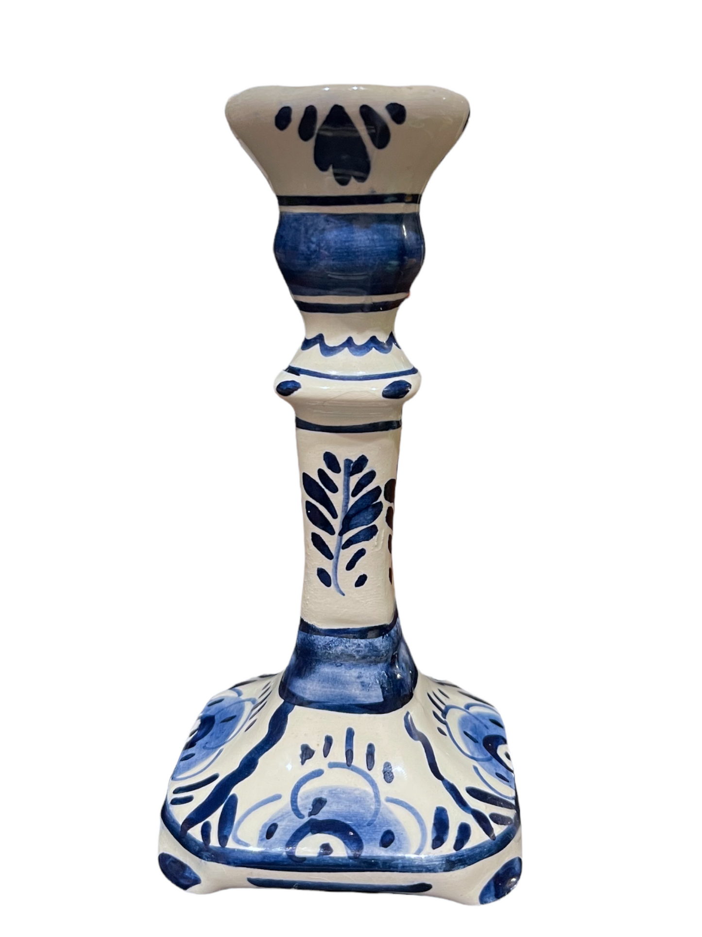 Antique Hand Painted Signed Delfts Blauw Candlestick Holder
