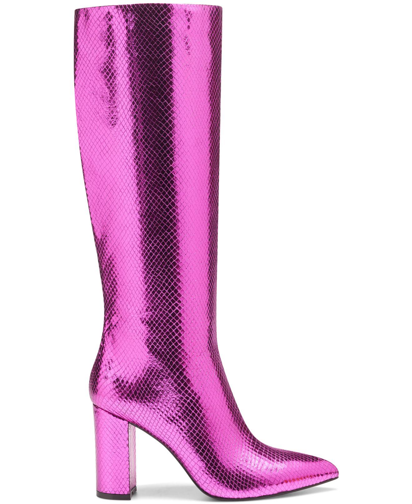 INC PAITON Faux Leather Snake Print Knee-High Boots Berry Snake - SZ 9.5 M