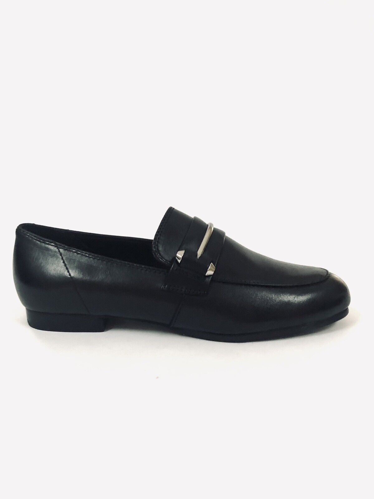 Aqua Women's Kim Black Leather Slip-on Fashion Loafers - SZ 9.5