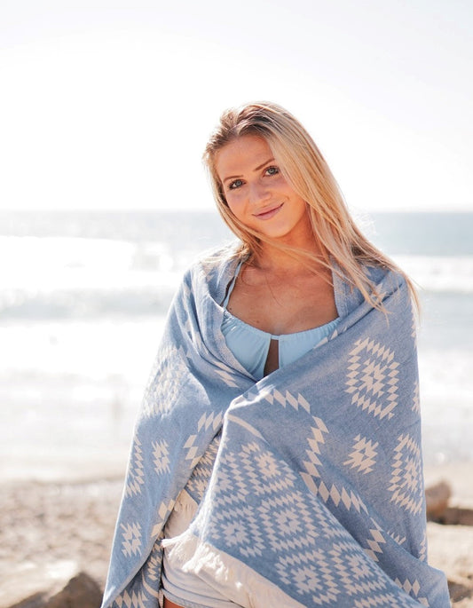 AZTEC BLUE TURKISH TOWEL