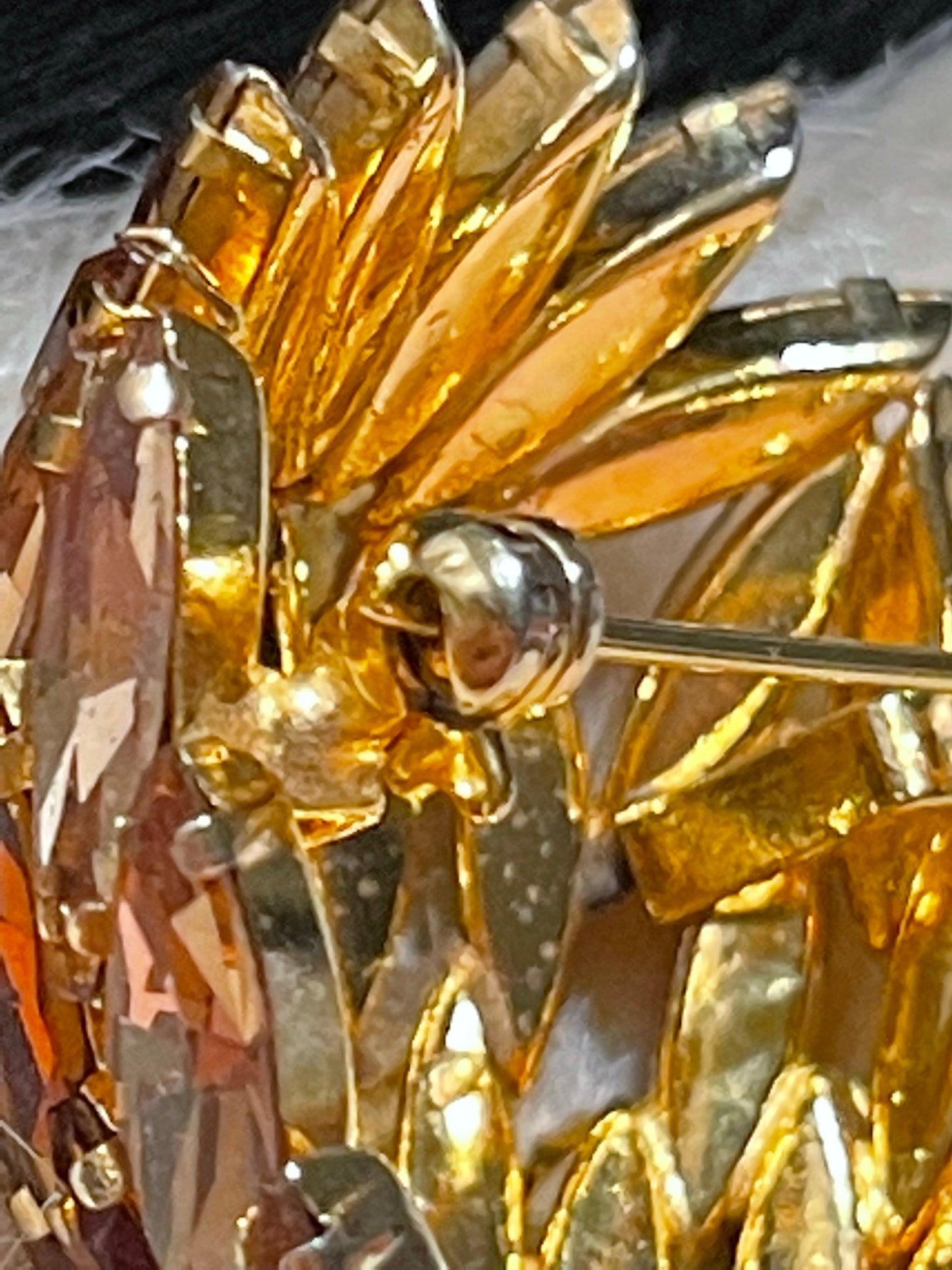 Large Costume Amber Brooch