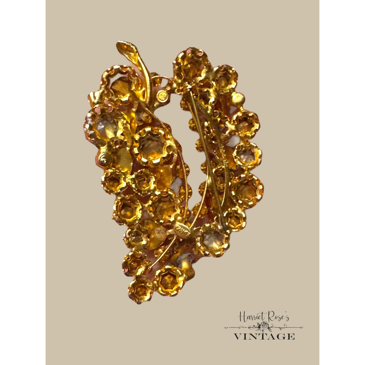 Vintage Kramer Aurora Borealis Rhinestone Clip-On Earrings & Leaf Brooch Set