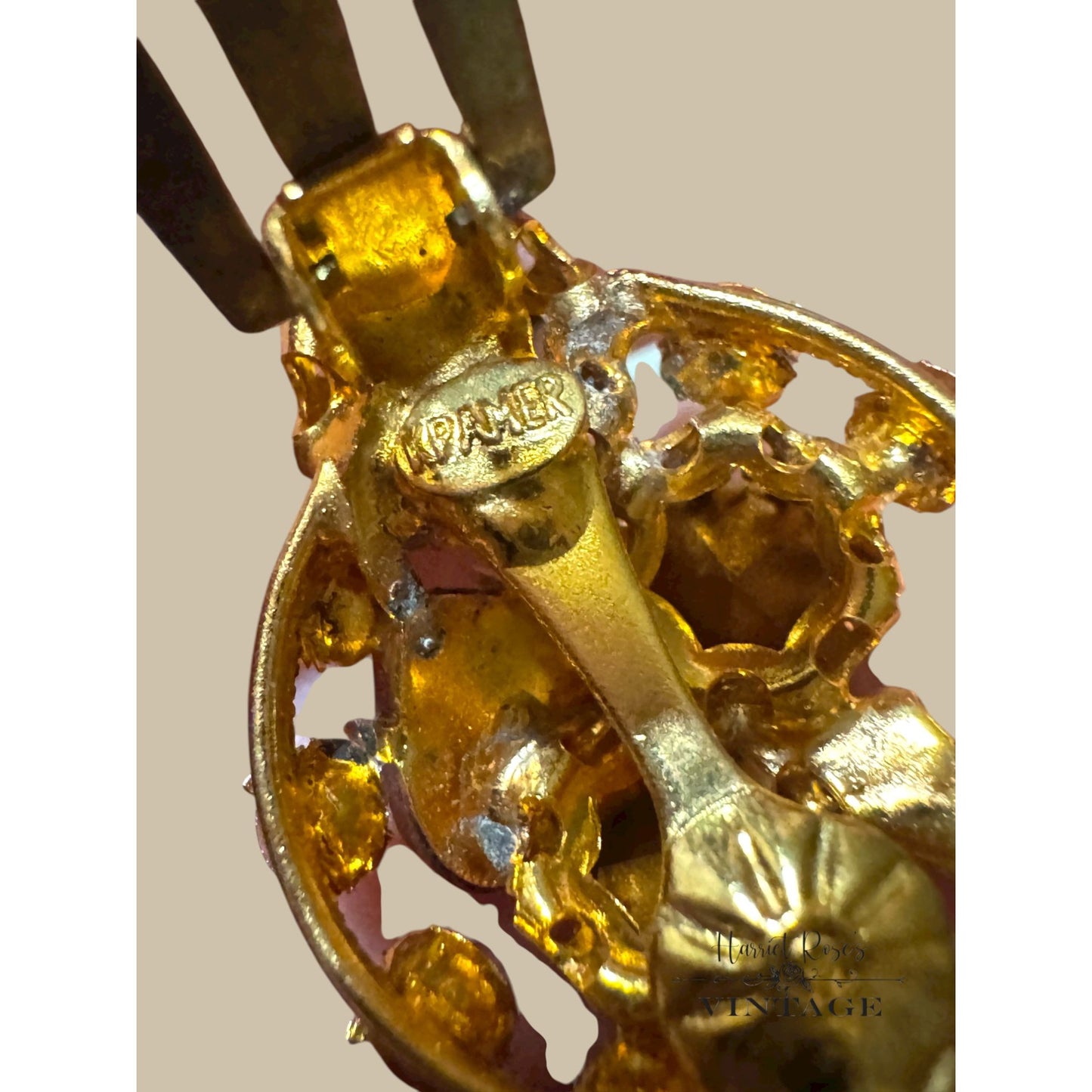 Vintage Kramer Aurora Borealis Rhinestone Clip-On Earrings & Leaf Brooch Set