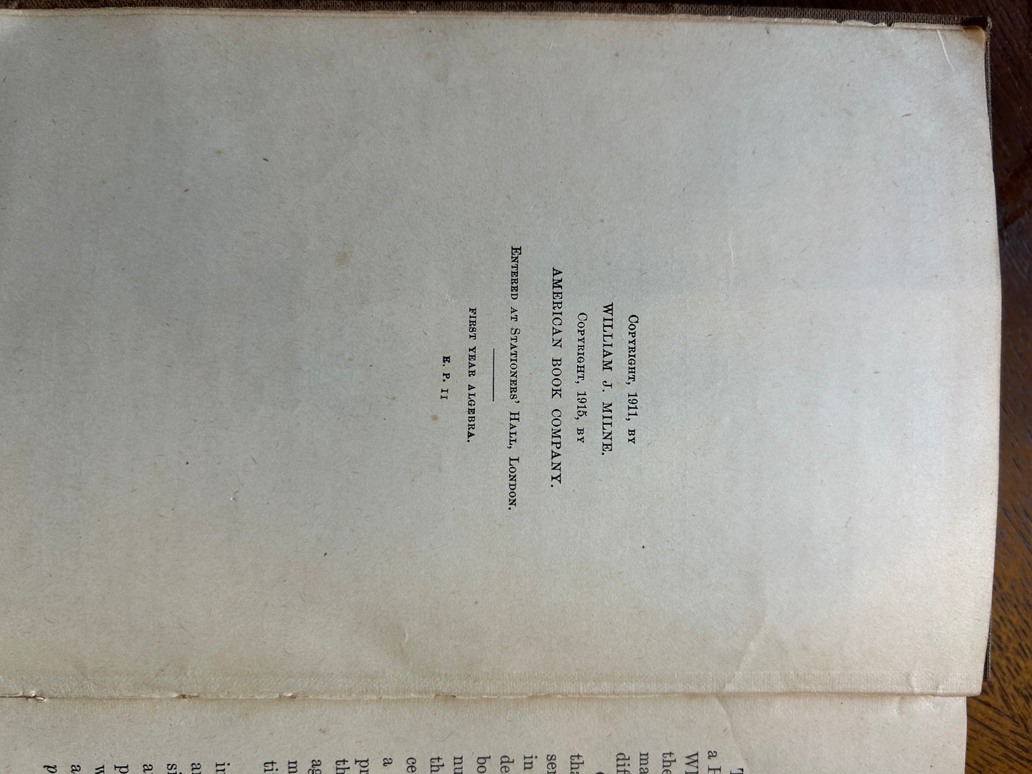 First Year Algebra - Milne - 1915