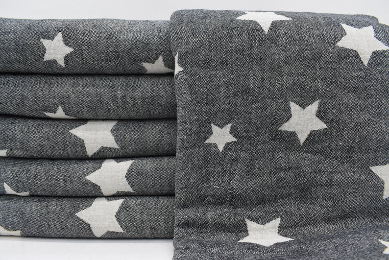 STAR BLACK TURKISH TOWEL