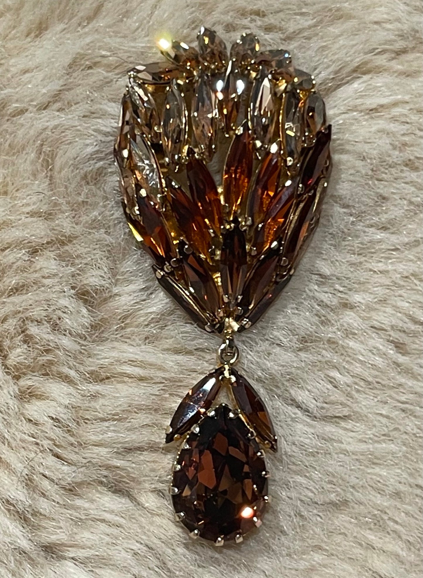 Large Costume Amber Brooch