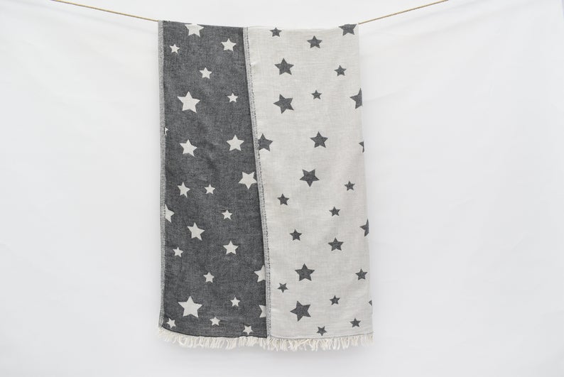 STAR BLACK TURKISH TOWEL