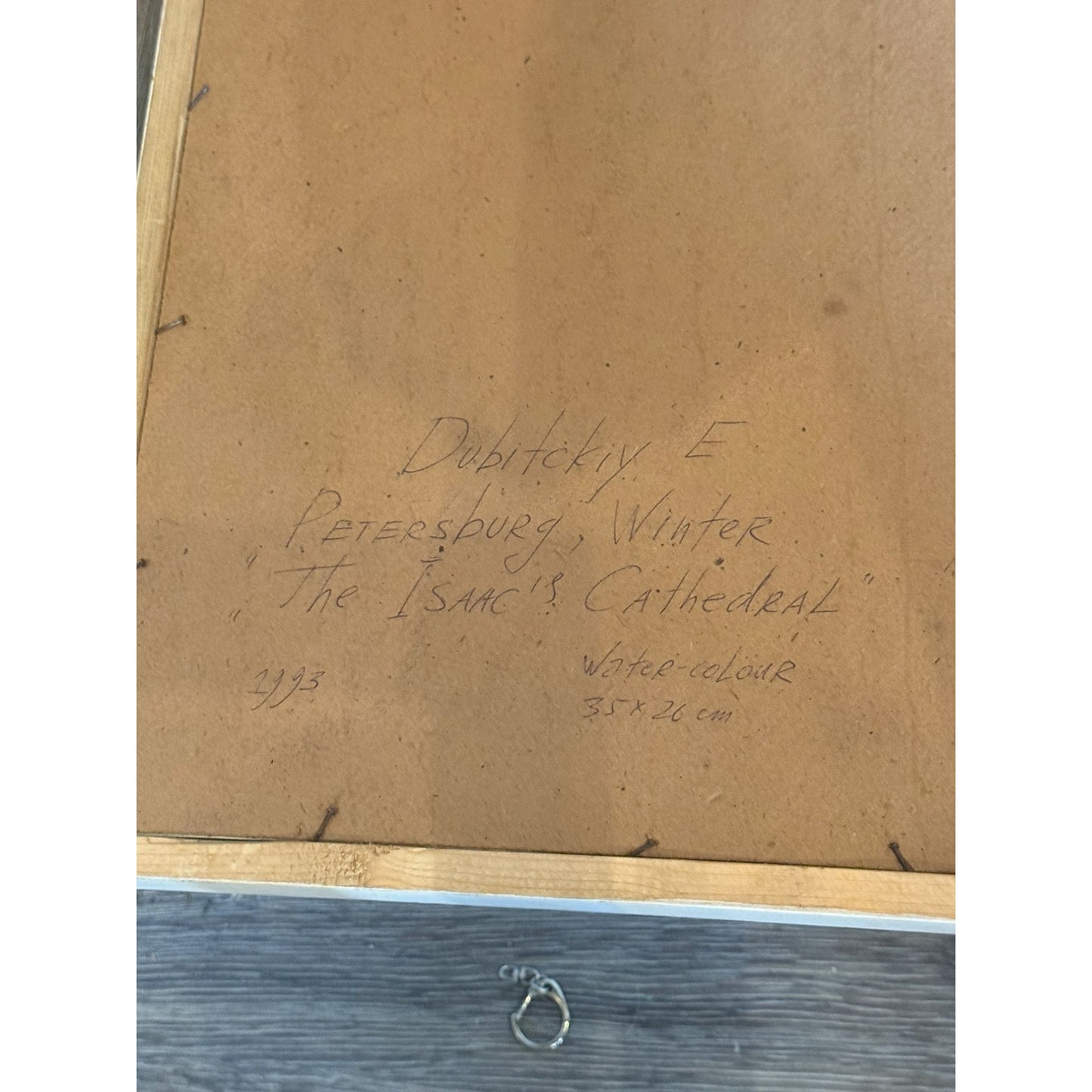 Watercolor Painting Of St. Isaacs Cathedral In Winter Signed Dublikiy E 1993