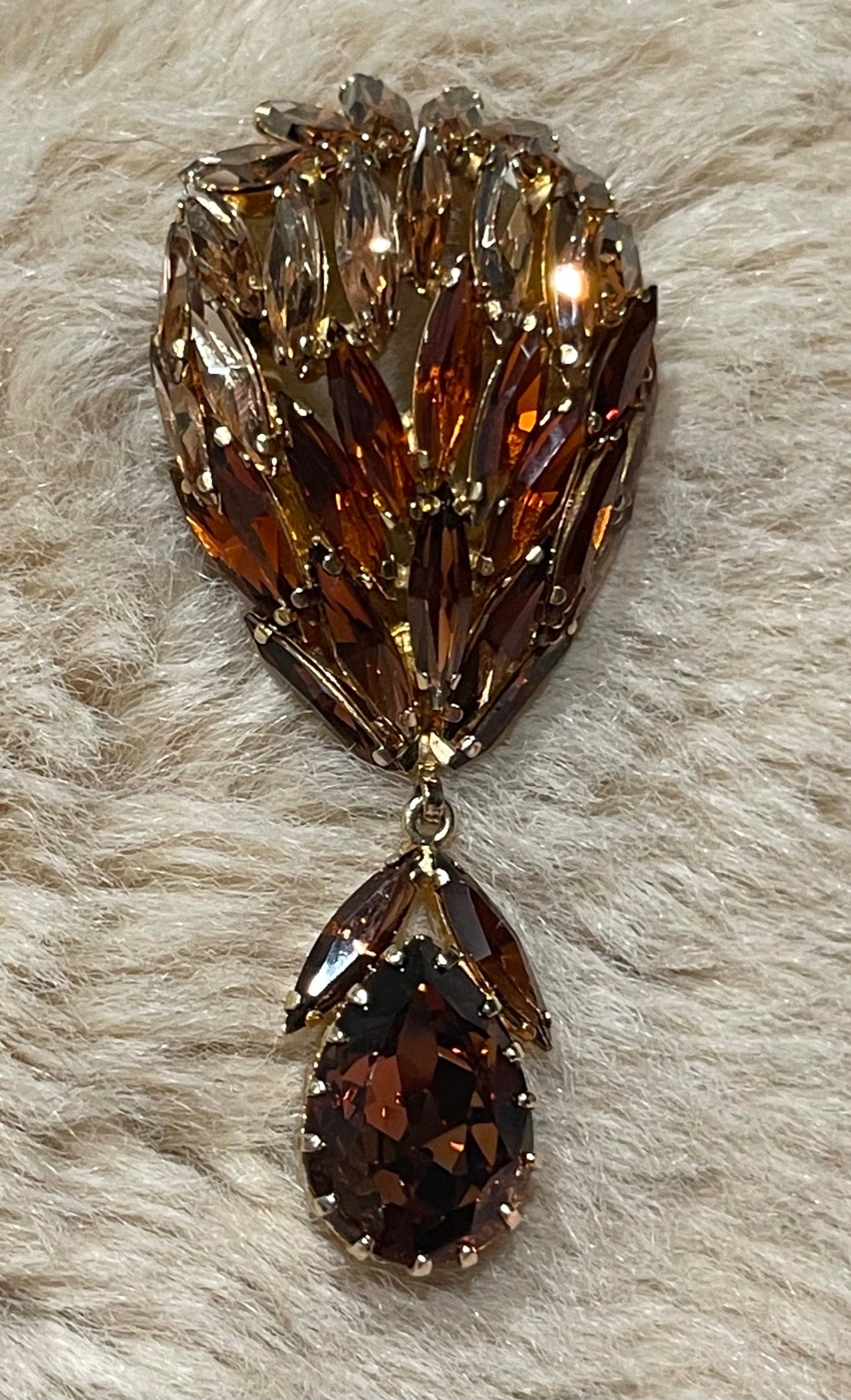Large Costume Amber Brooch