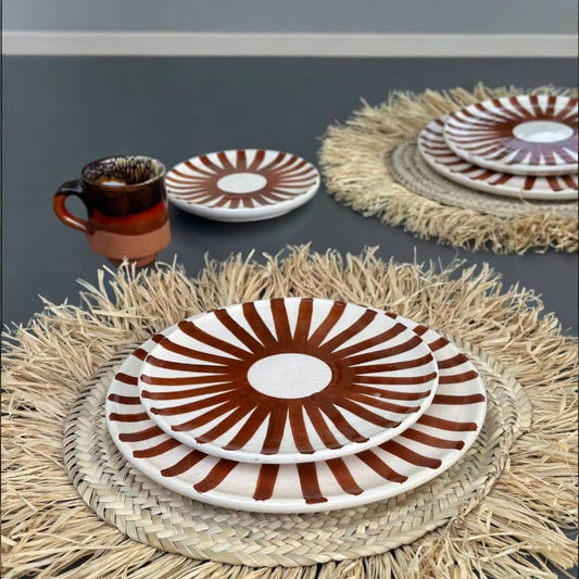Brown Sun Plate Set - Vibrant Dinnerware for Summer Dining