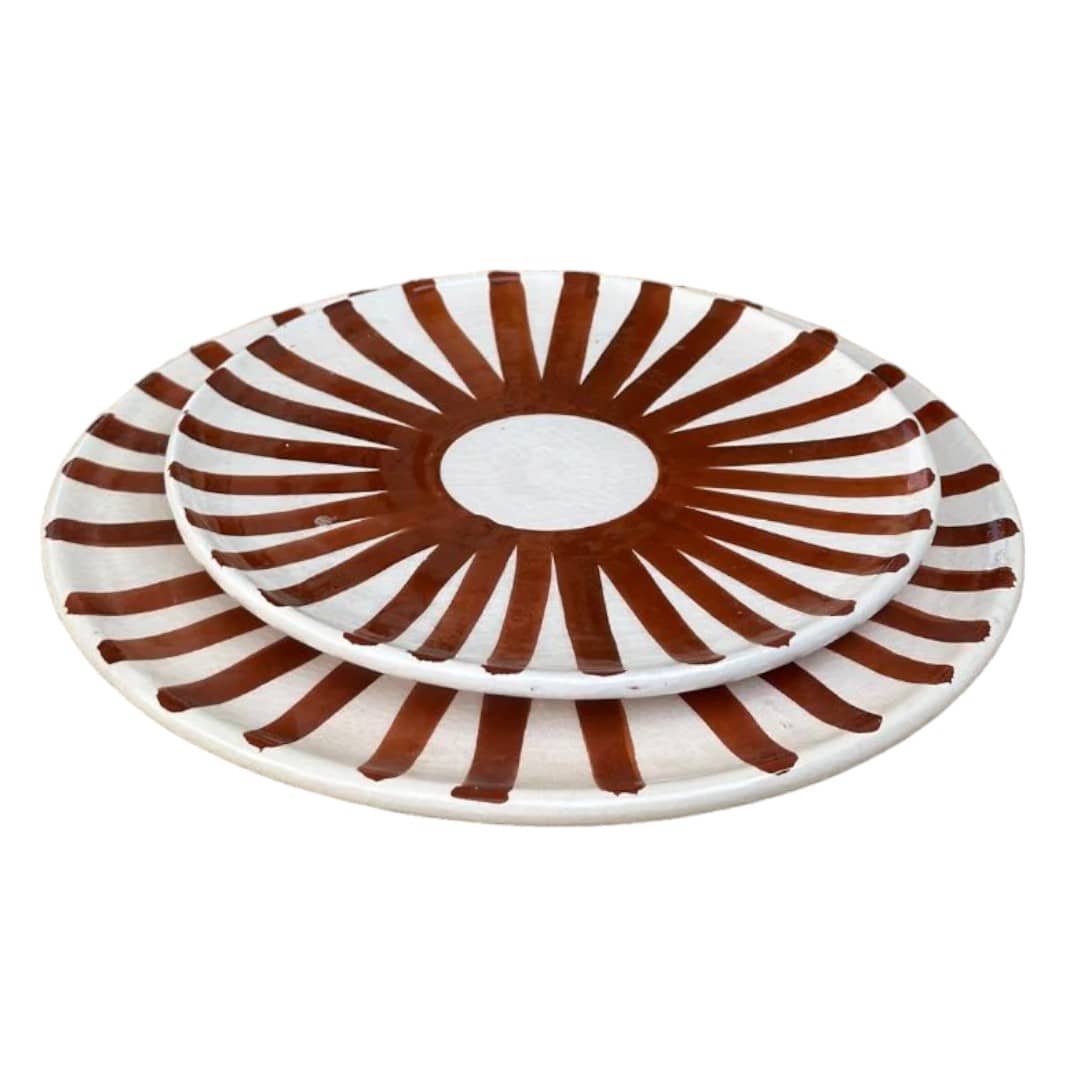 Brown Sun Plate Set - Vibrant Dinnerware for Summer Dining