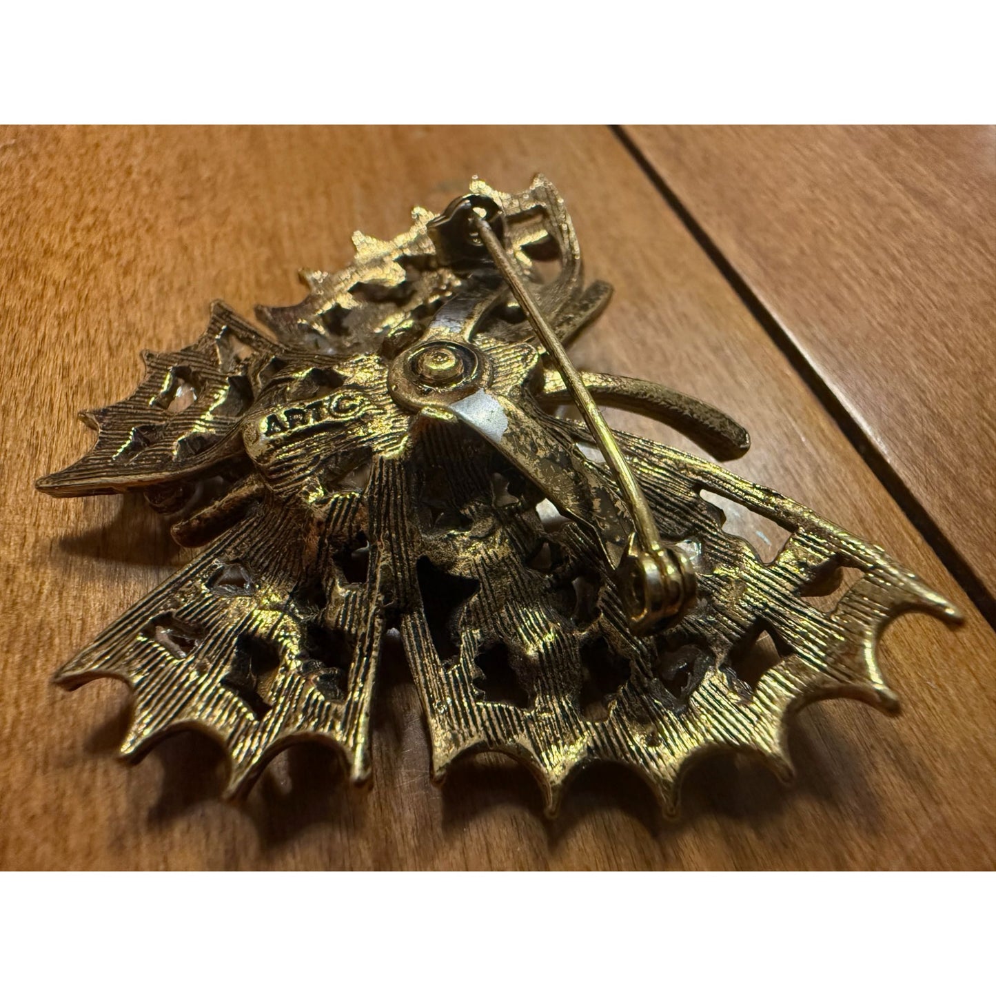 Vintage ART Butterfly Brooch With Rhinestones & Enamel Accents