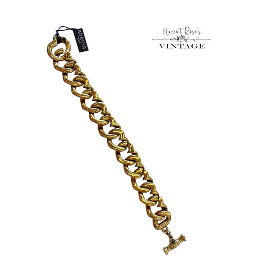 Vintage Agatha Paris Gold-Plated Chain Link Bracelet W/ Toggle Clasp