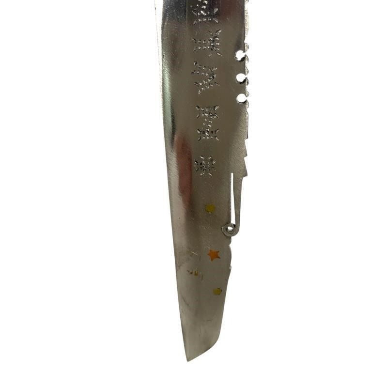 Vintage Handcrafted Tribal Ceremonial Sword & Sheath With Ornate Design Bone & Bead Details Wooden Handle Painted Art