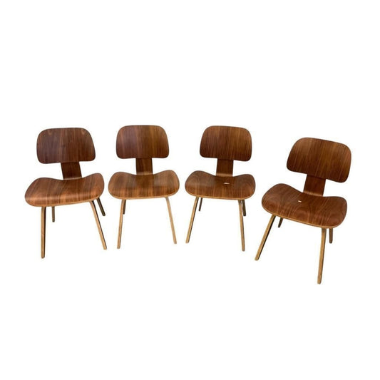 Set Of 4 Vintage Mid-Century Eames-Style Chairs With Walnut Finish