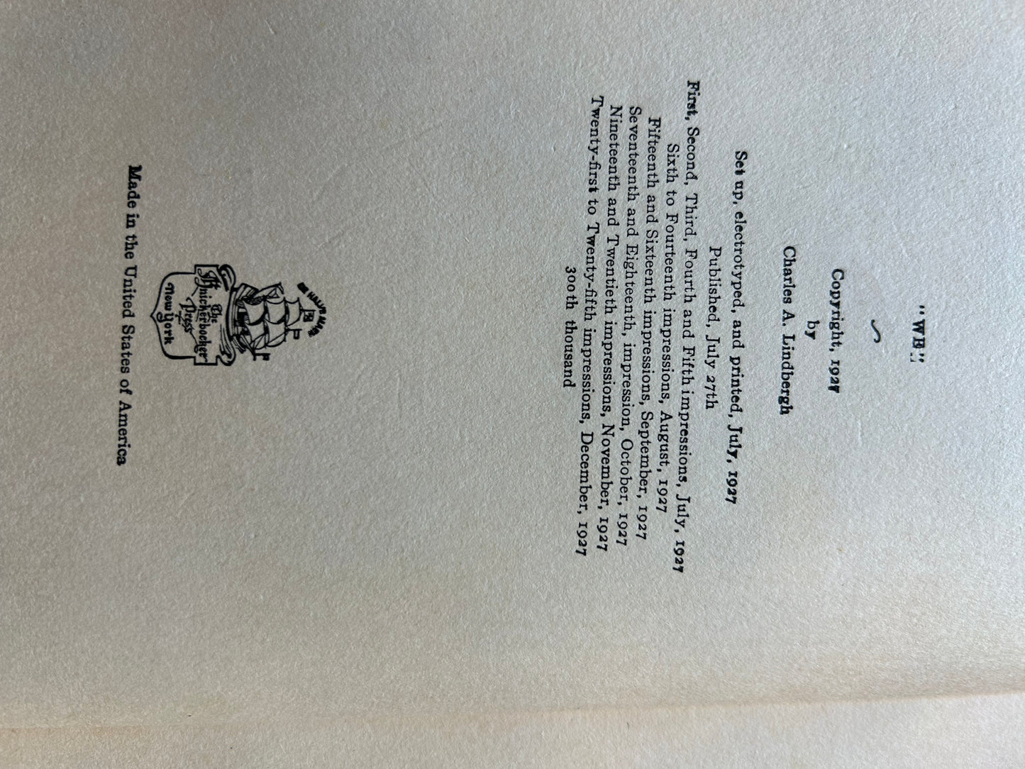 “We” by Charles Lindbergh - 1927, 25th impression