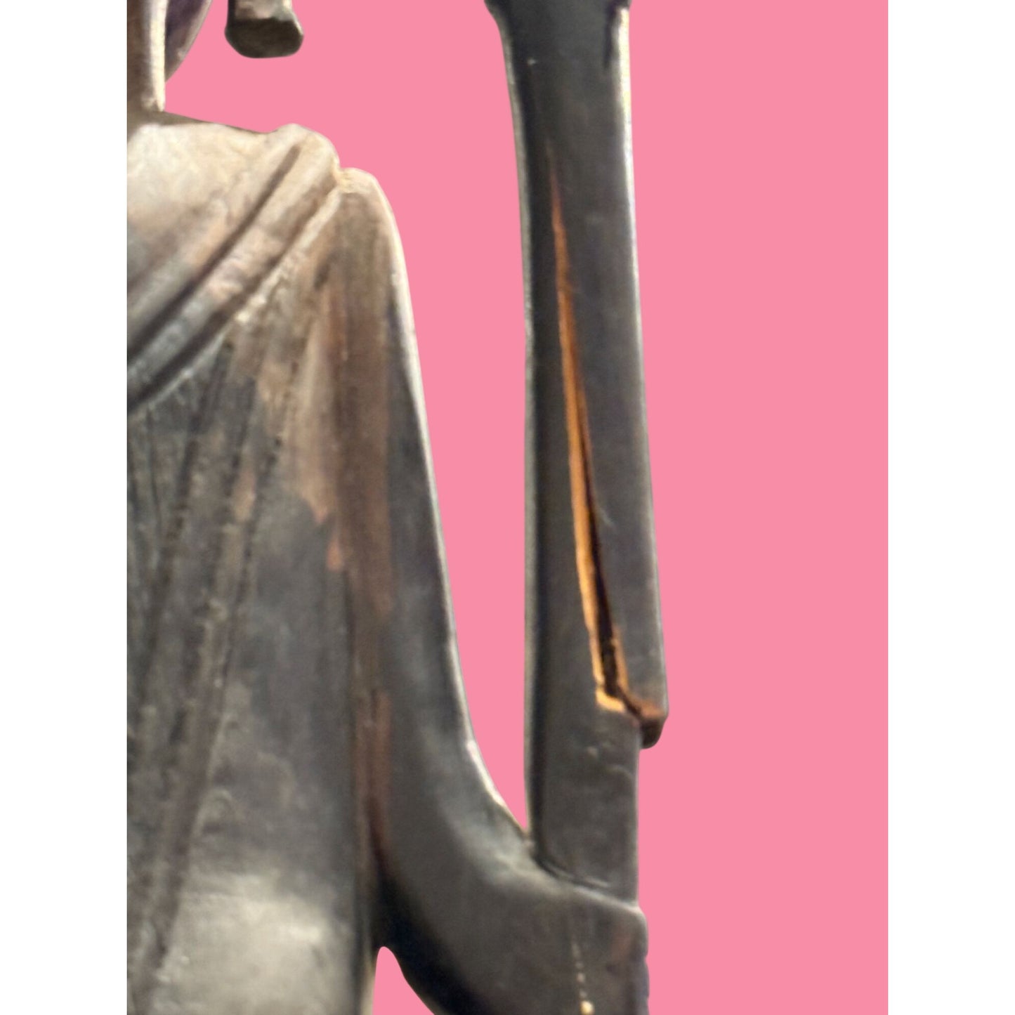 Vintage Hand-Carved Wooden Tanzanian Figurine With Spear Tanganyika 1964