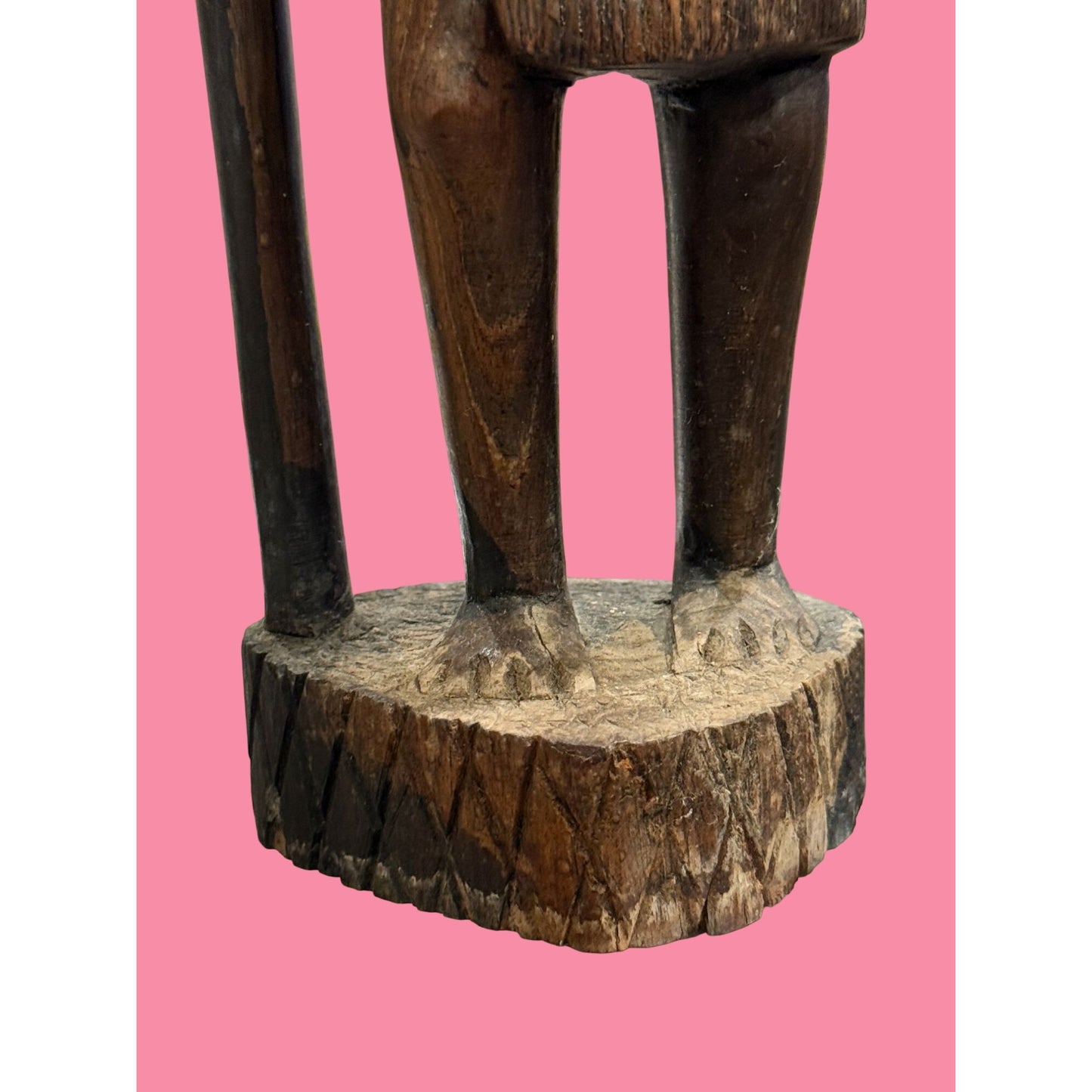 Vintage Hand-Carved Wooden Tanzanian Figurine With Spear Tanganyika 1964