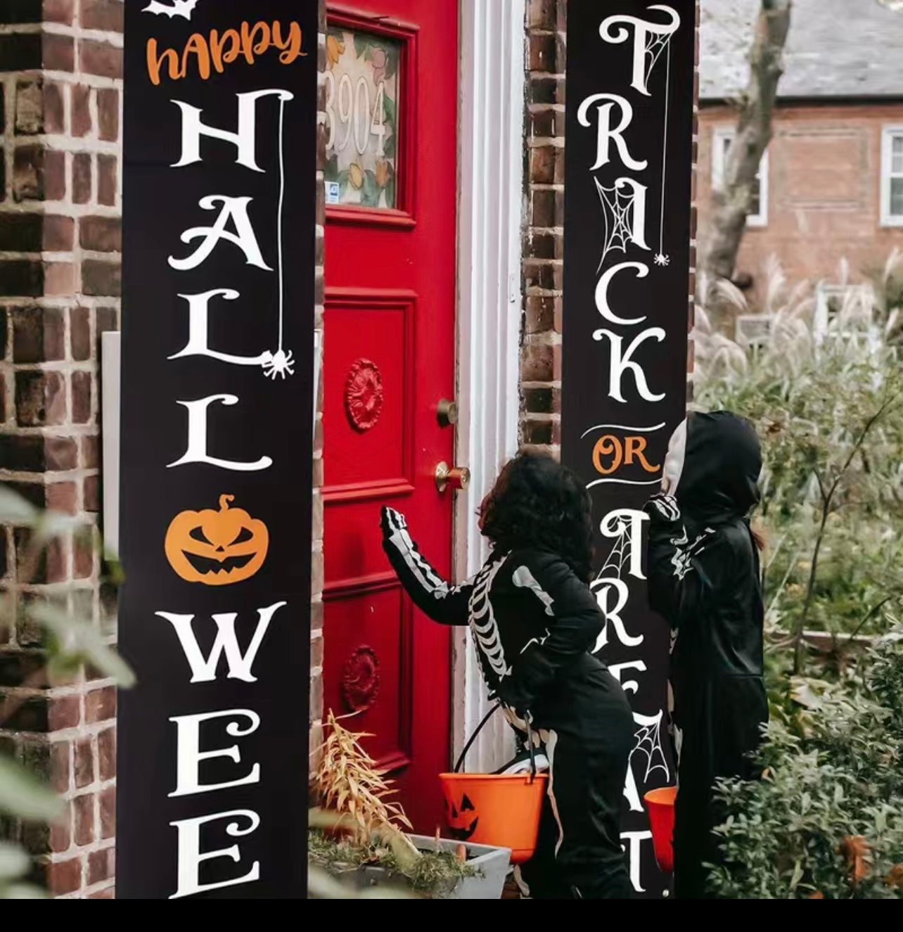 Happy Halloween Trick or Treat Door Welcome Sign Banner - 2 pieces