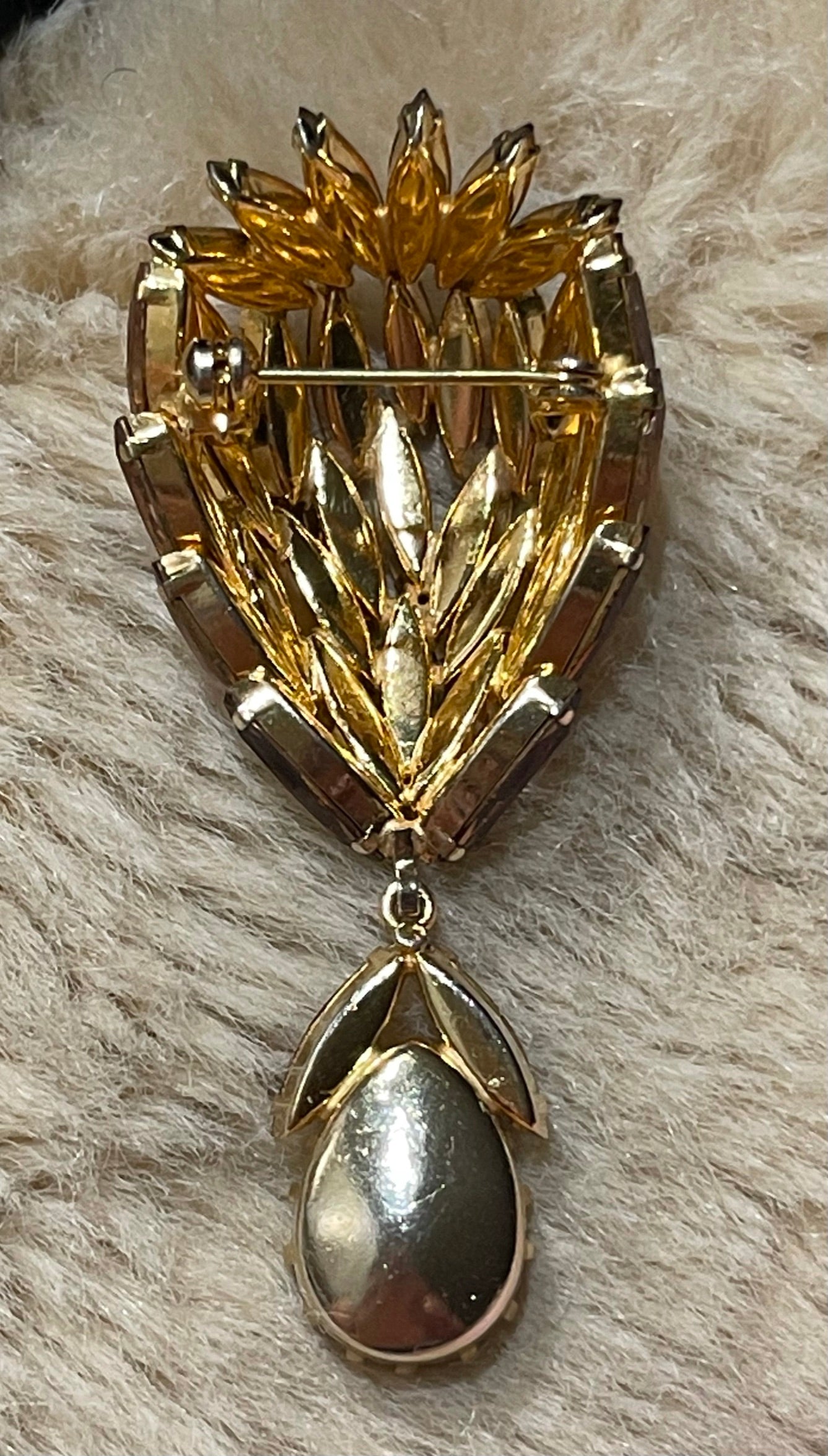 Large Costume Amber Brooch