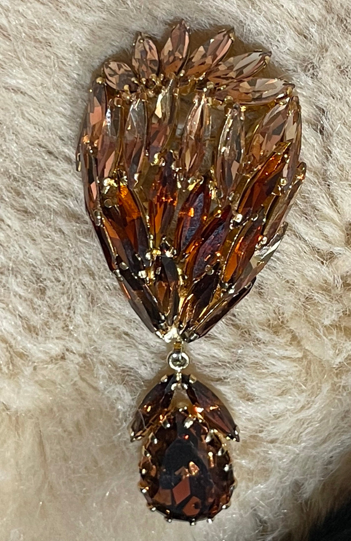Large Costume Amber Brooch