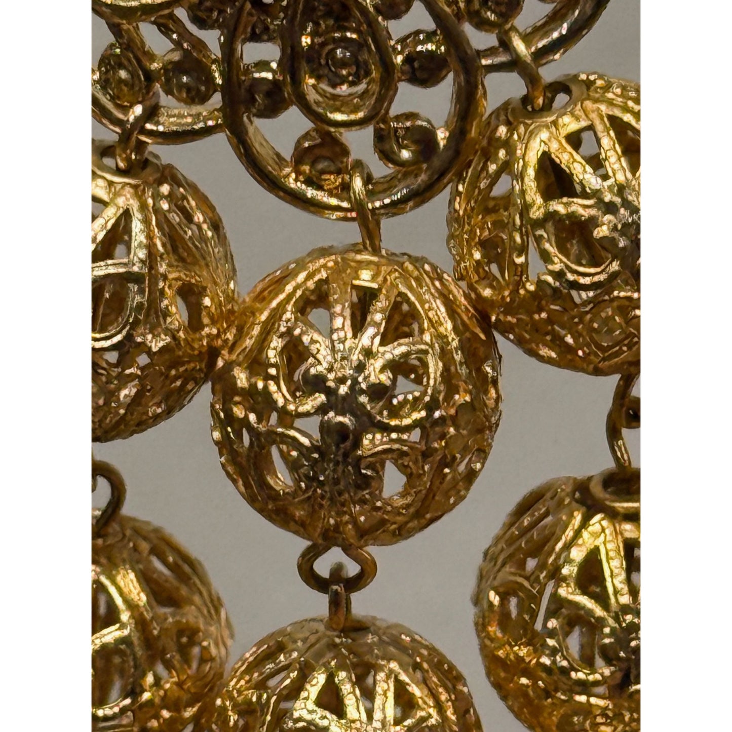 Vintage 1960's Gold Filigree Drop Earrings With Faux Pearl Accents