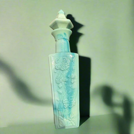 Vintage 1972 Beam’s Choice Jadeite Green Milk Glass Whiskey Decanter