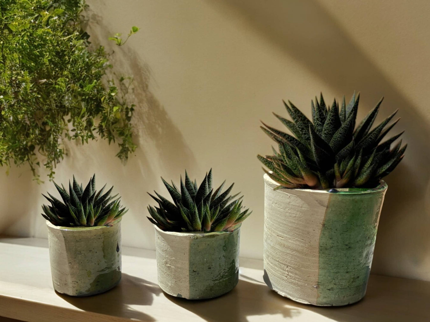 Handmade Moroccan 50/50 Glaze Tamegroute Planter/Pot: Small, Medium, Large Ceramic Pottery for Decoration, Plants, or Utensils