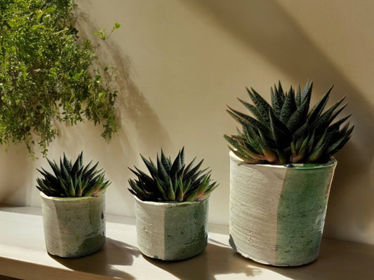 Handmade Moroccan 50/50 Glaze Tamegroute Planter/Pot: Small, Medium, Large Ceramic Pottery for Decoration, Plants, or Utensils
