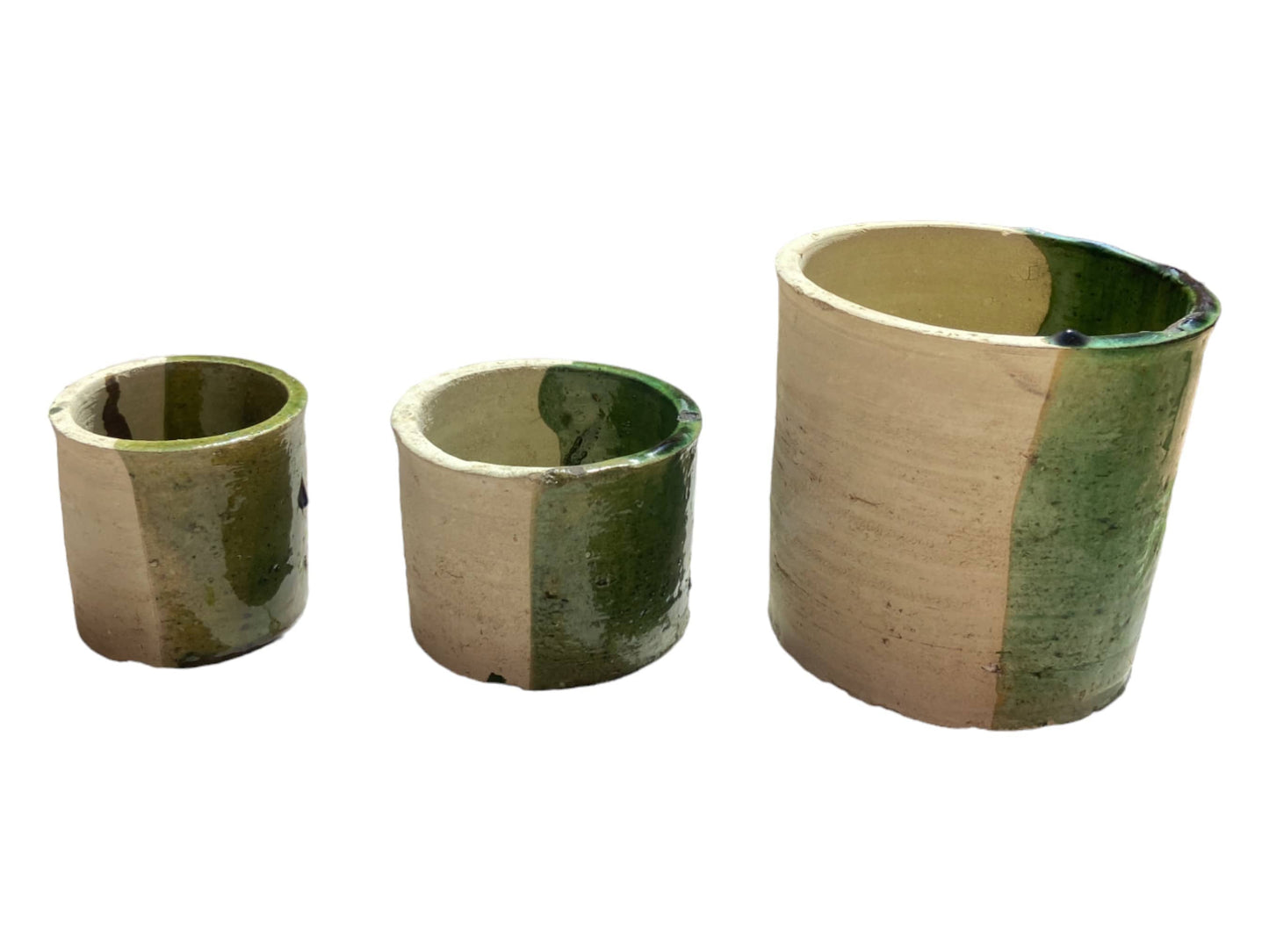 Handmade Moroccan 50/50 Glaze Tamegroute Planter/Pot: Small, Medium, Large Ceramic Pottery for Decoration, Plants, or Utensils