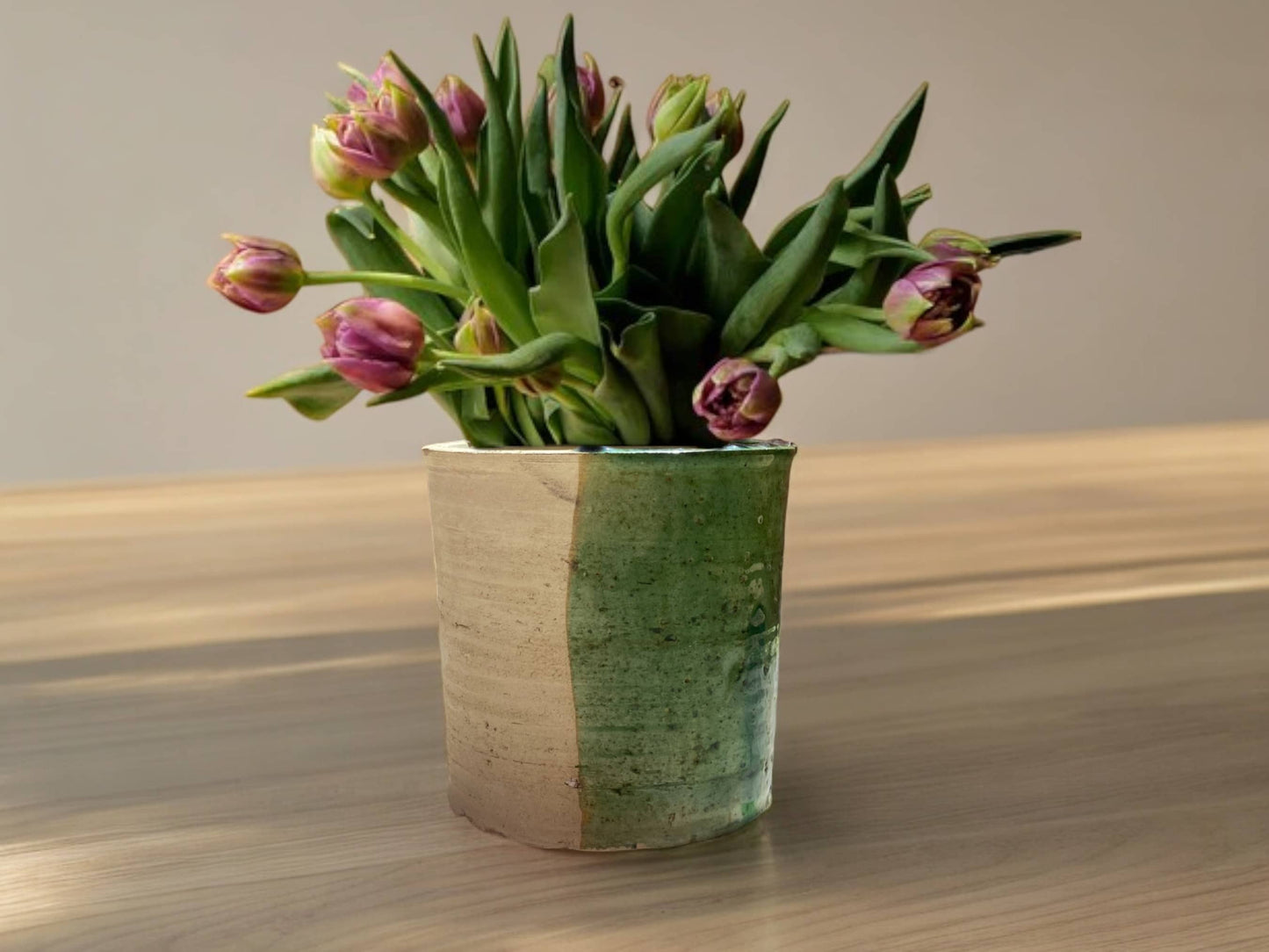 Handmade Moroccan 50/50 Glaze Tamegroute Planter/Pot: Small, Medium, Large Ceramic Pottery for Decoration, Plants, or Utensils