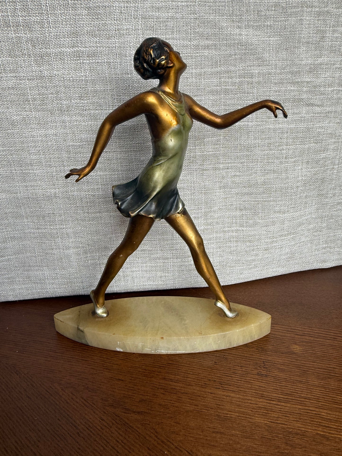 Bronze ballerina on marble base