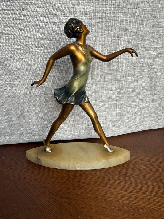 Bronze ballerina on marble base
