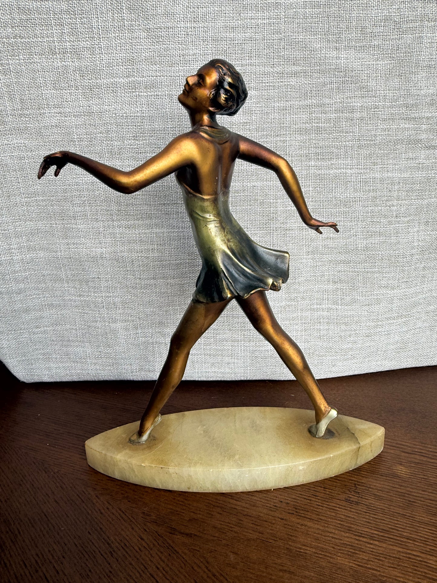Bronze ballerina on marble base