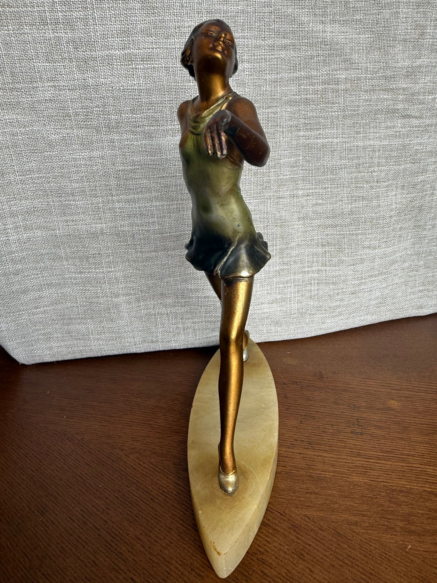 Bronze ballerina on marble base