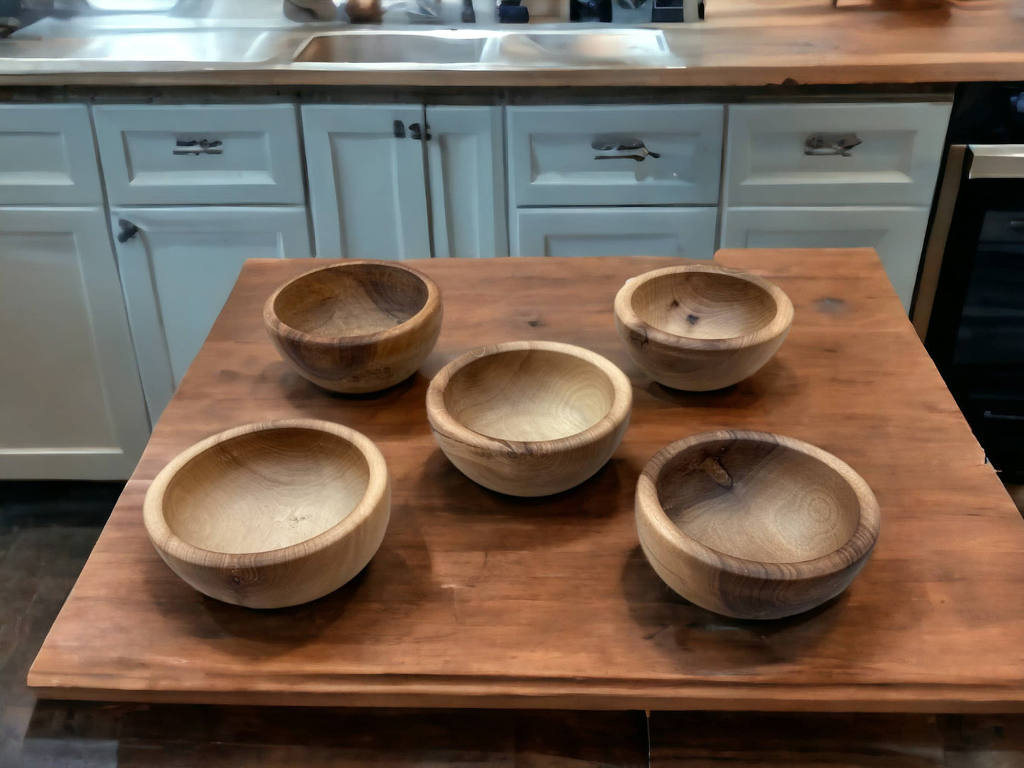 Handcrafted Walnut Wood Salad Bowl Set, 5 Walnut Bowl, Salad Bowl, Serving Bowl, Walnut Bowl Made From Ethically Sourced Wood, Set Of 5 Bowl
