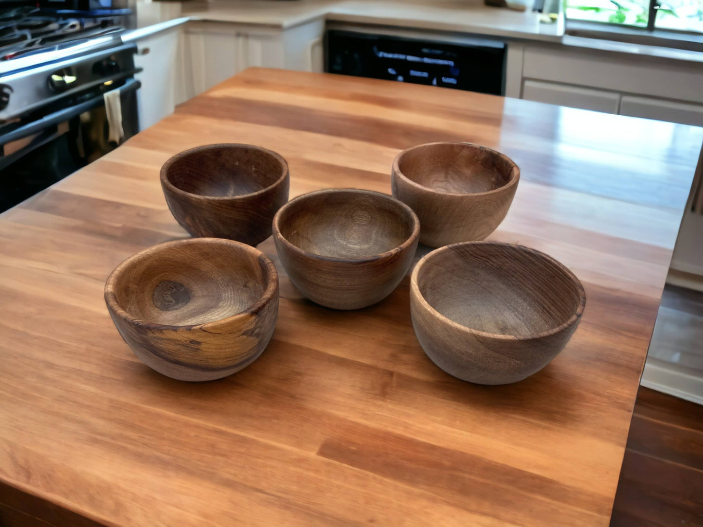Handcrafted Walnut Wood Salad Bowl Set, 5 Walnut Bowl, Salad Bowl, Serving Bowl, Walnut Bowl Made From Ethically Sourced Wood, Set Of 5 Bowl