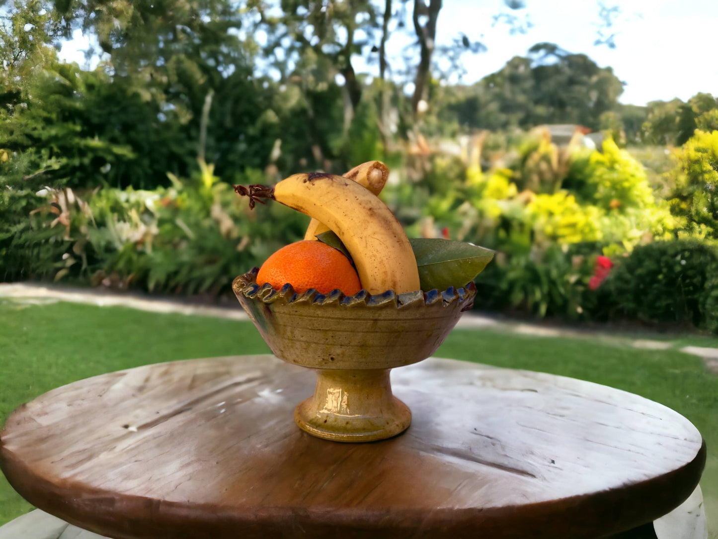 Tamgroute Ochre Fruit Bowl, Tamegroute Bowls Ochre Glazed Pottery, Set of 4 ceramic Fruit bowls, Tamegroute bowls, each handmade in Morocco.