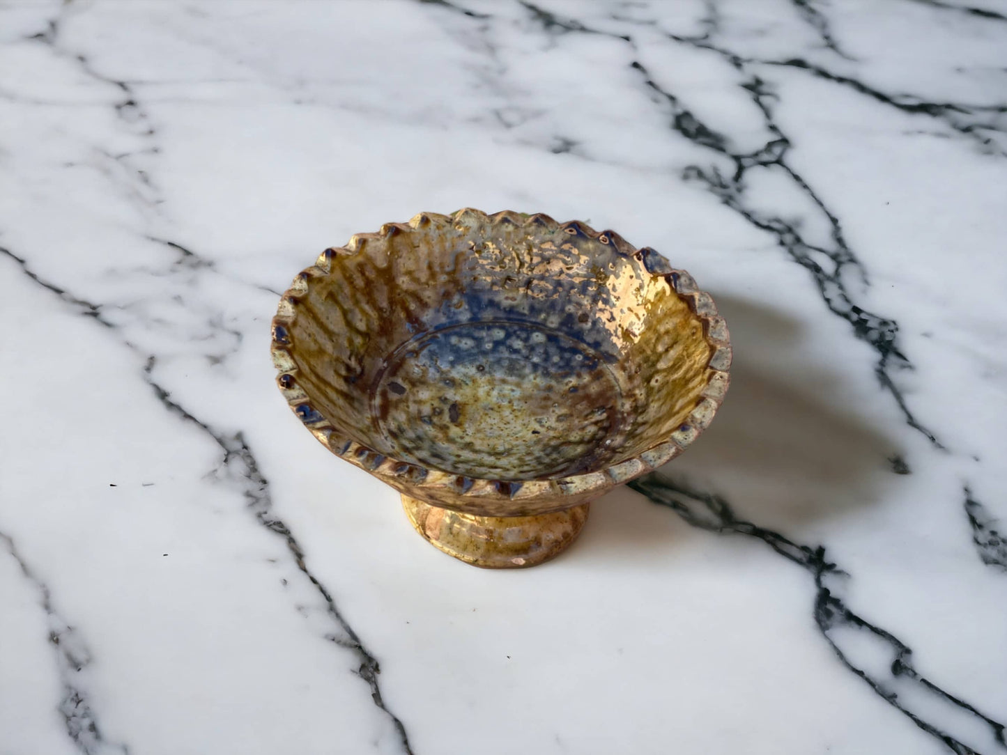 Tamgroute Ochre Fruit Bowl, Tamegroute Bowls Ochre Glazed Pottery, Set of 4 ceramic Fruit bowls, Tamegroute bowls, each handmade in Morocco.
