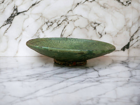 Tamegroute Plates, Handmade Plates, Plate Green Glazed Pottery, Pedestal Plate, Serving Plate, nesting Plates, Plate set handmade in Morocco