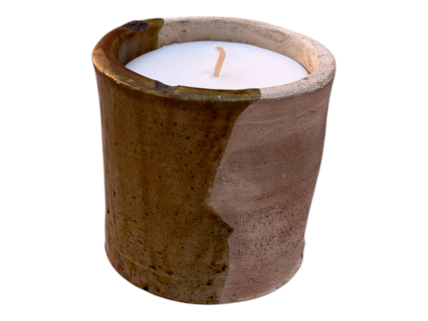 Luxury Moroccan 50/50 Ochre Glaze Tamegroute Scented Soy Wax Candle: Handmade Ceramic Artistry