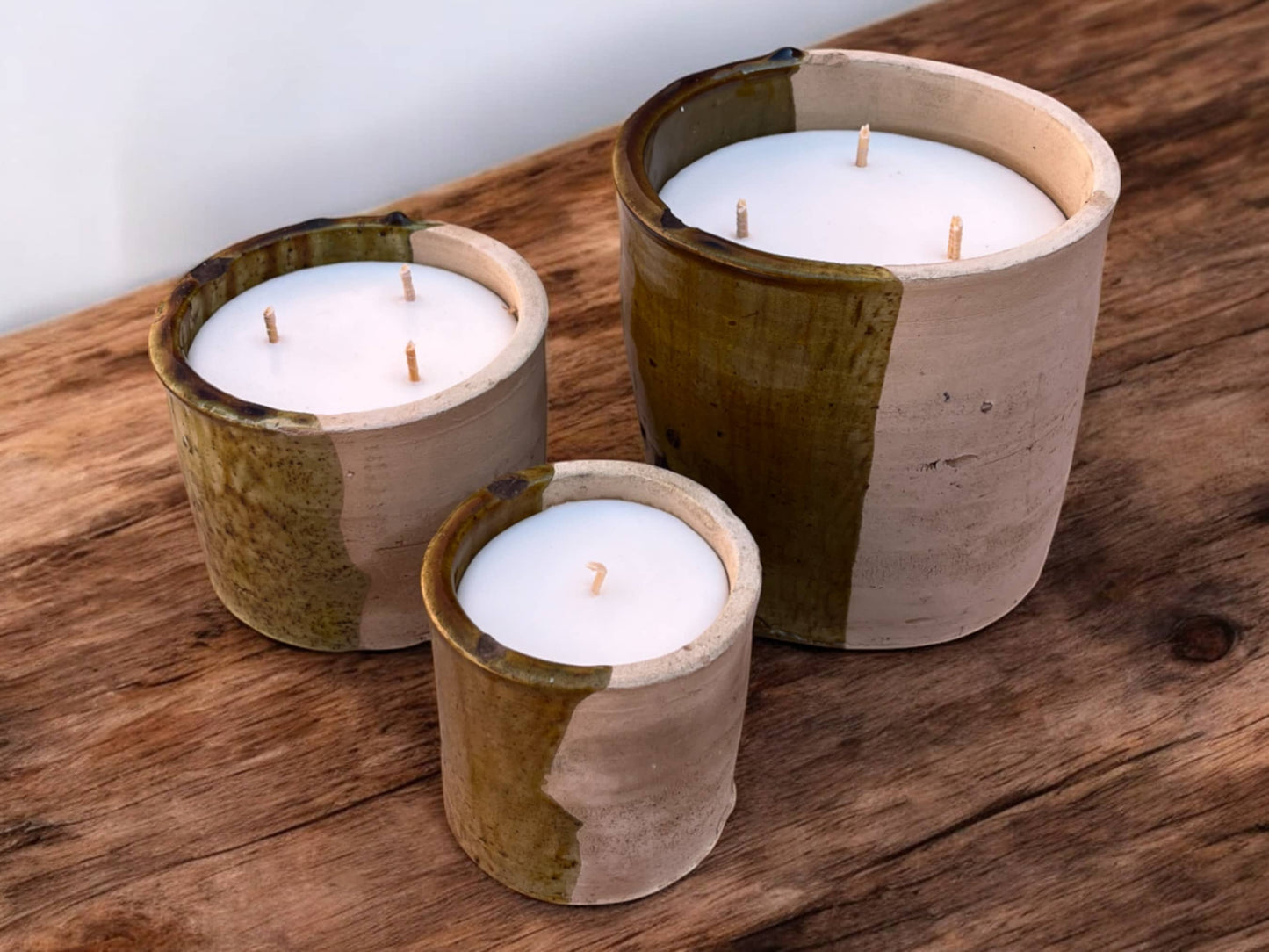 Luxury Moroccan 50/50 Ochre Glaze Tamegroute Scented Soy Wax Candle: Handmade Ceramic Artistry