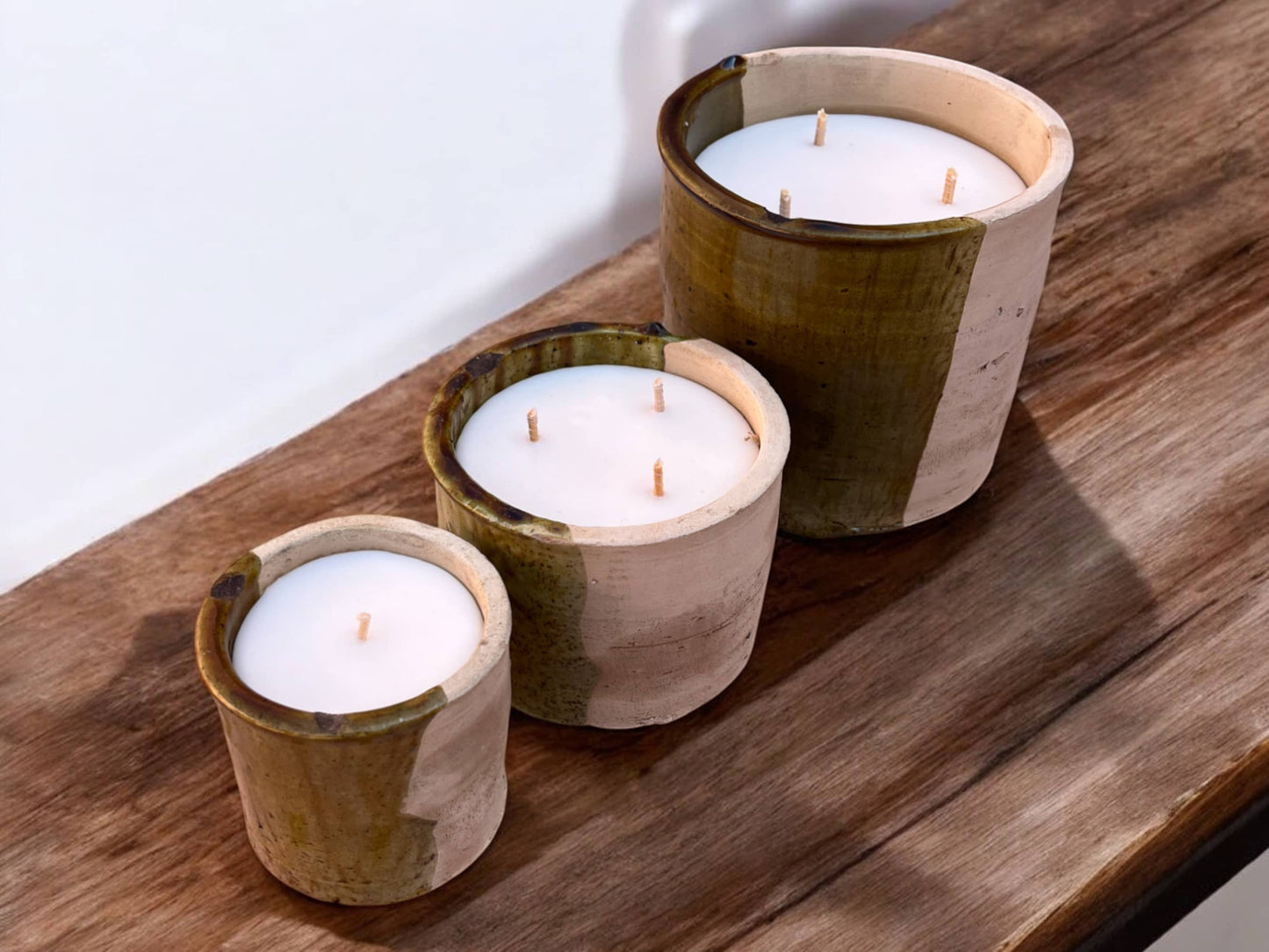 Luxury Moroccan 50/50 Ochre Glaze Tamegroute Scented Soy Wax Candle: Handmade Ceramic Artistry