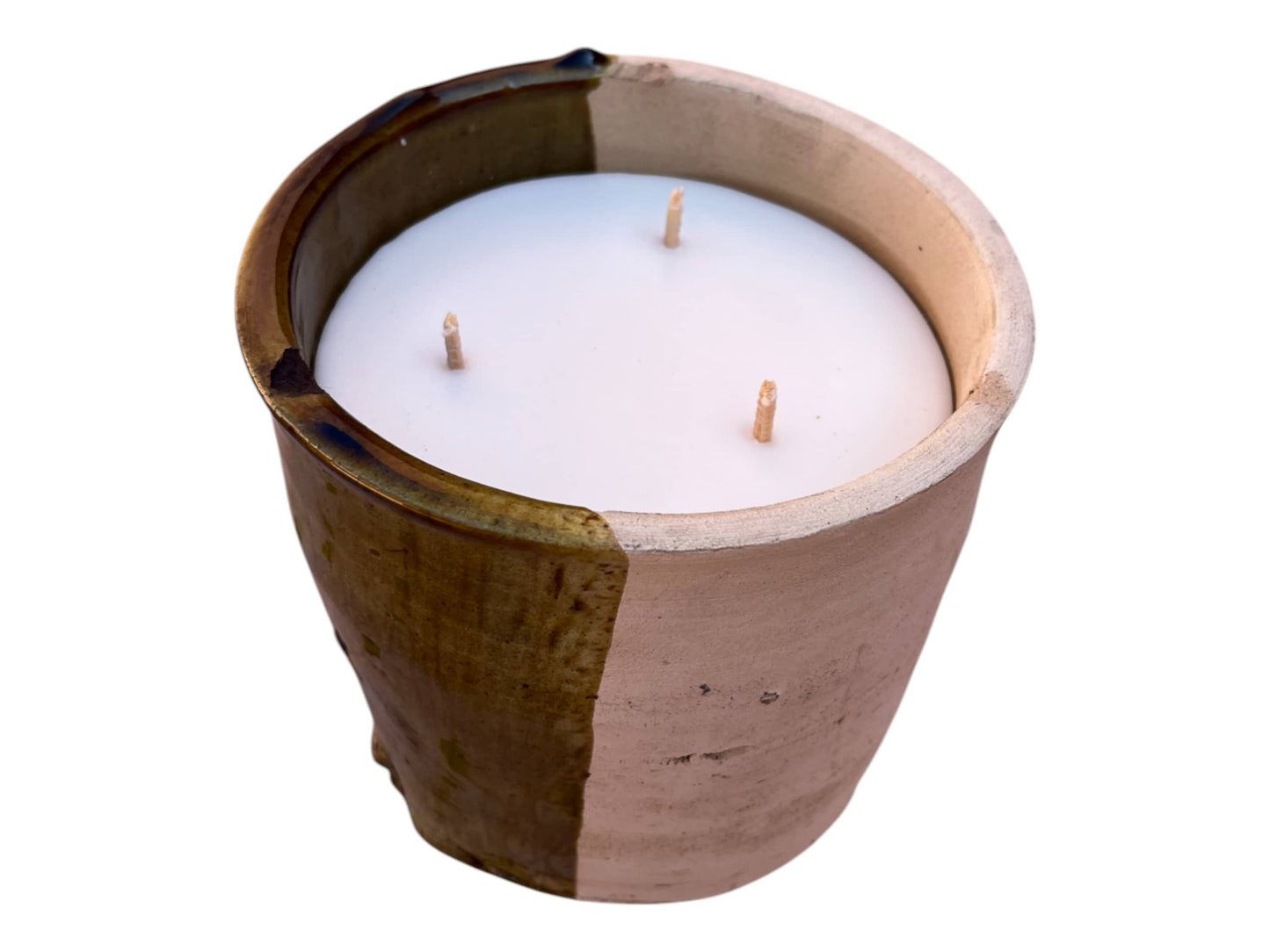 Luxury Moroccan 50/50 Ochre Glaze Tamegroute Scented Soy Wax Candle: Handmade Ceramic Artistry