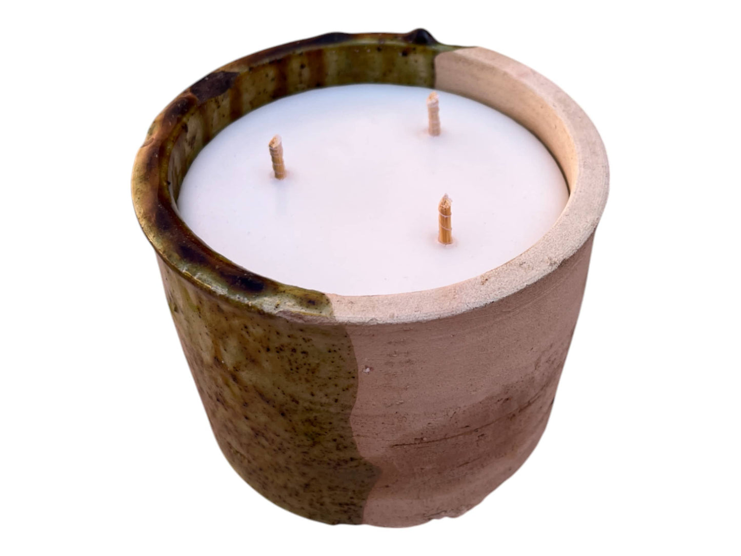 Luxury Moroccan 50/50 Ochre Glaze Tamegroute Scented Soy Wax Candle: Handmade Ceramic Artistry
