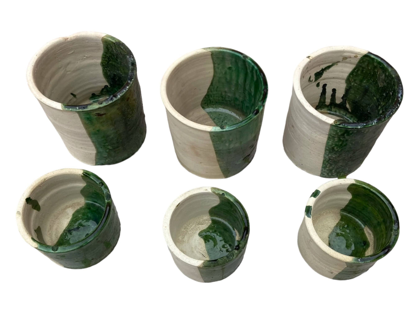 Handmade Moroccan 50/50 Glaze Tamegroute Planter/Pot: Small, Medium, Large Ceramic Pottery for Decoration, Plants, or Utensils